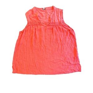 Alessia Pacini Italian Top Womens Large Split Neck Shirt Resortwear Coral
